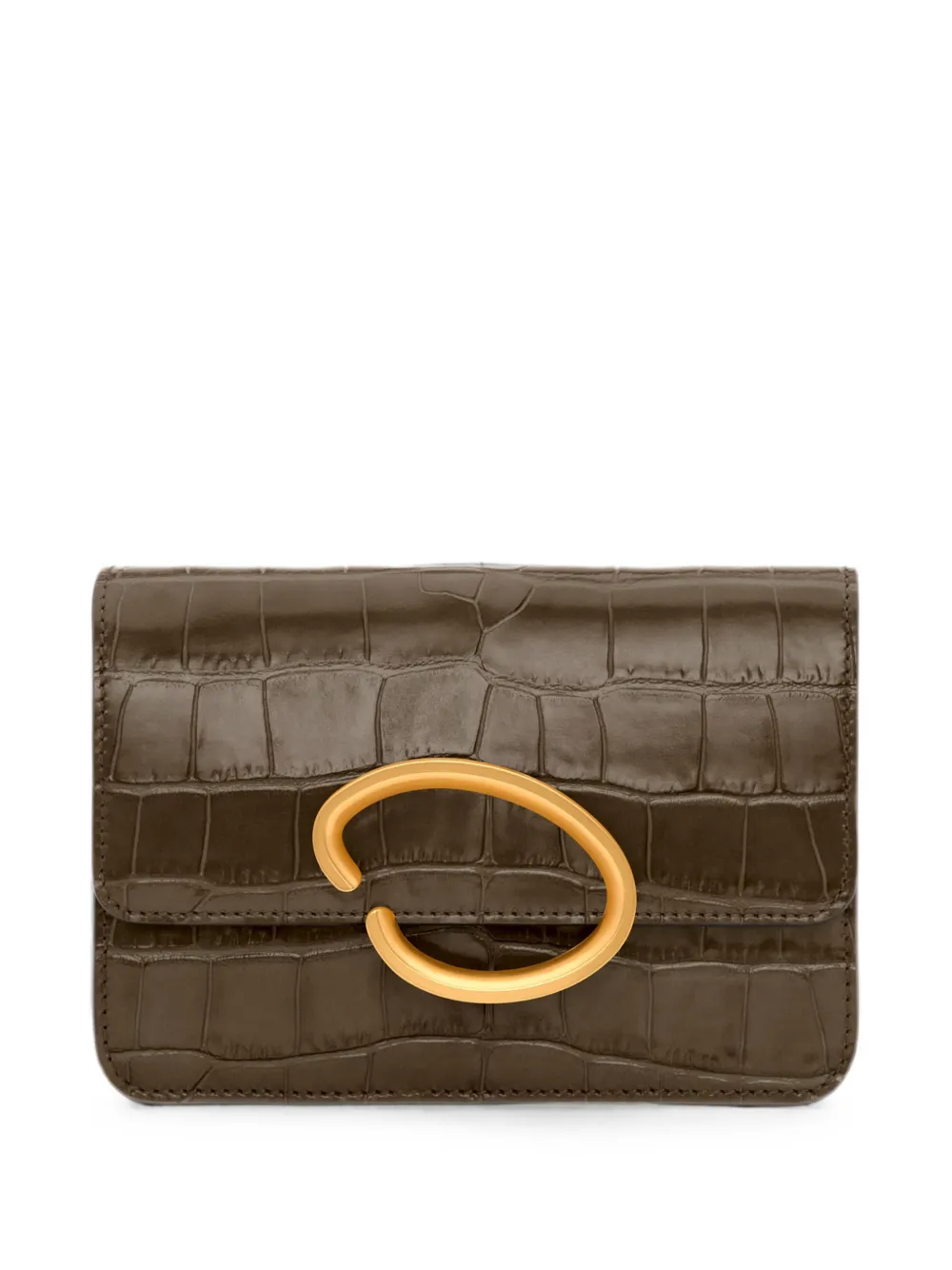 Oscar de la Renta O Pochette croc-effect leather clutch mini bag - Verde
