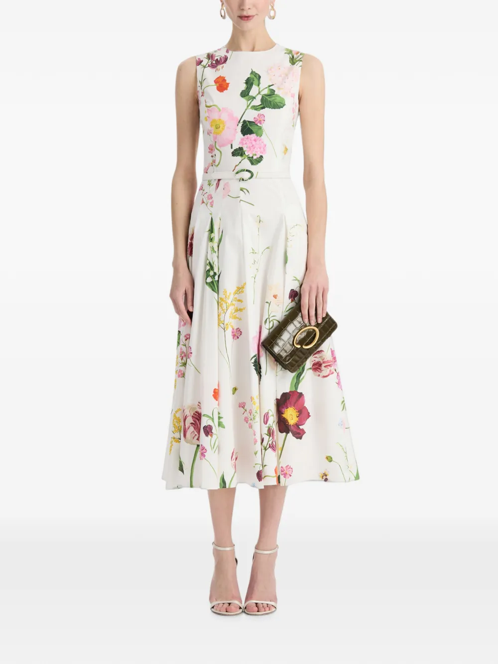 Oscar de la Renta O Pochette leren mini-clutch met krokodillen-reliëf Groen