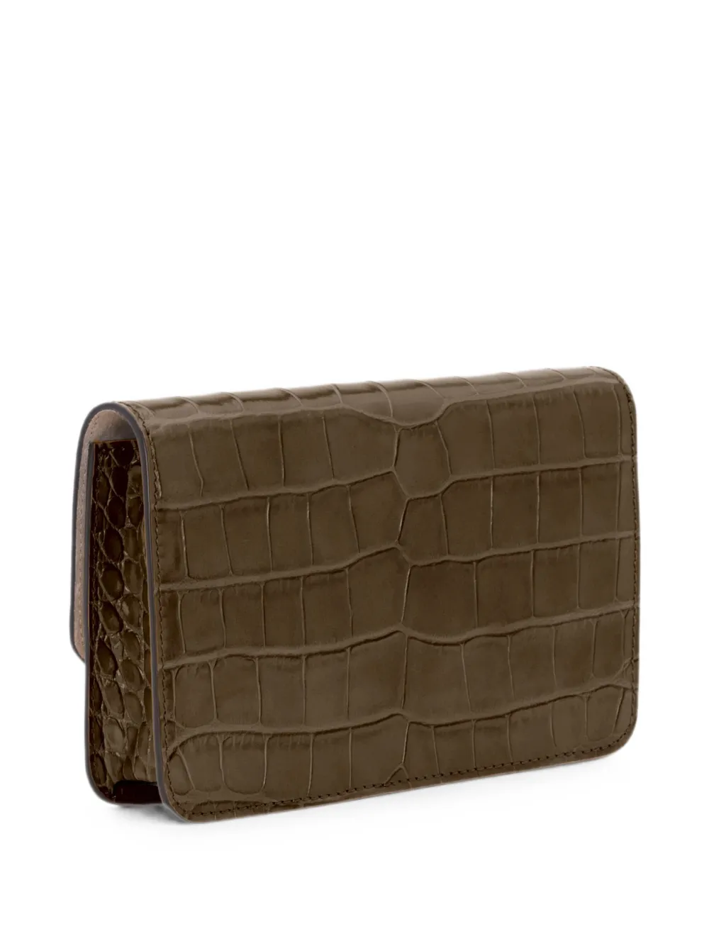 Oscar de la Renta O Pochette leren mini-clutch met krokodillen-reliëf Groen