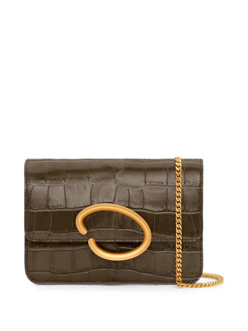 Oscar de la Renta O Pochette croc-effect leather clutch mini bag - Verde