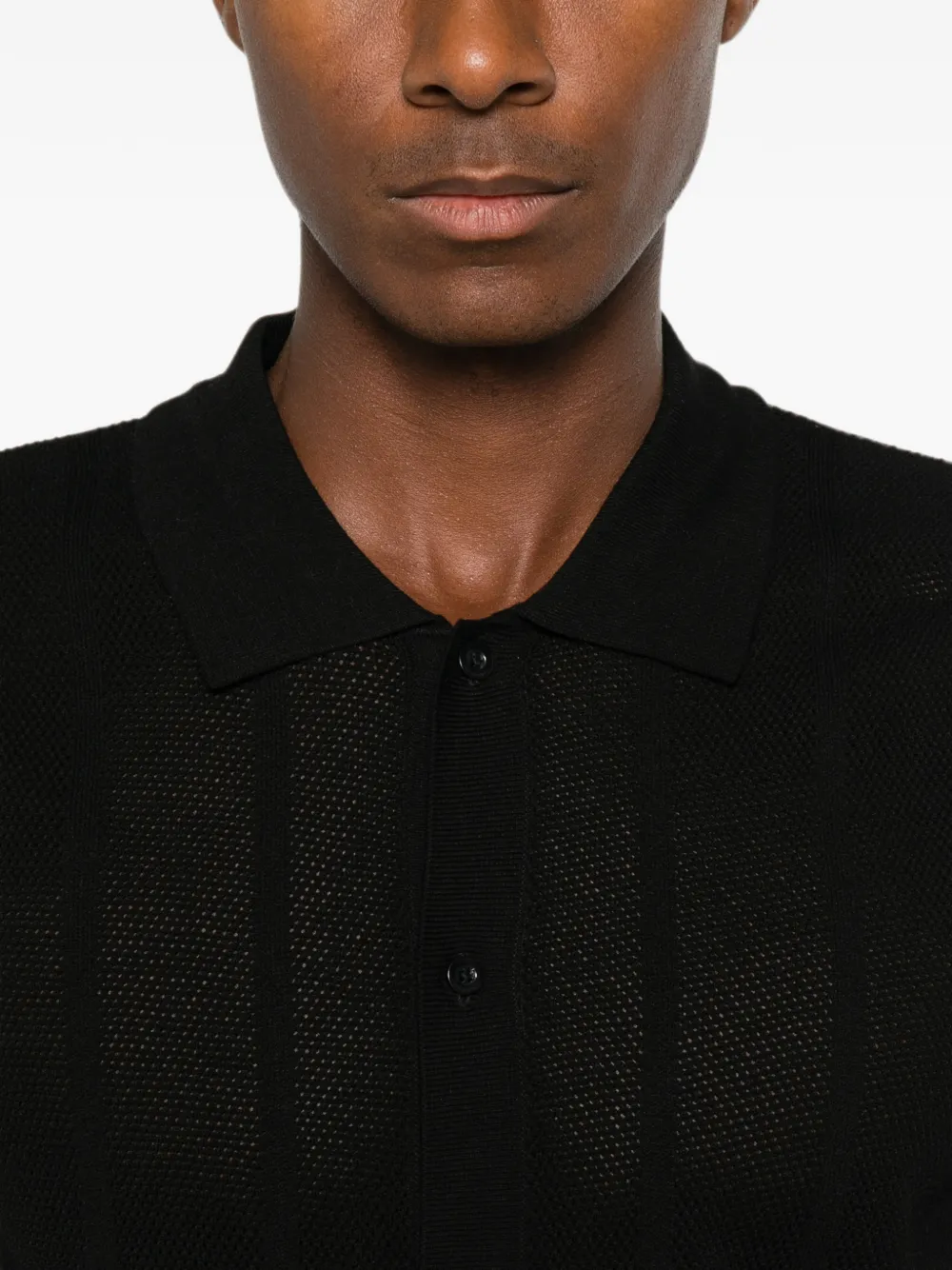 Karl Lagerfeld Poloshirt met geperforeerde details en knopen Zwart