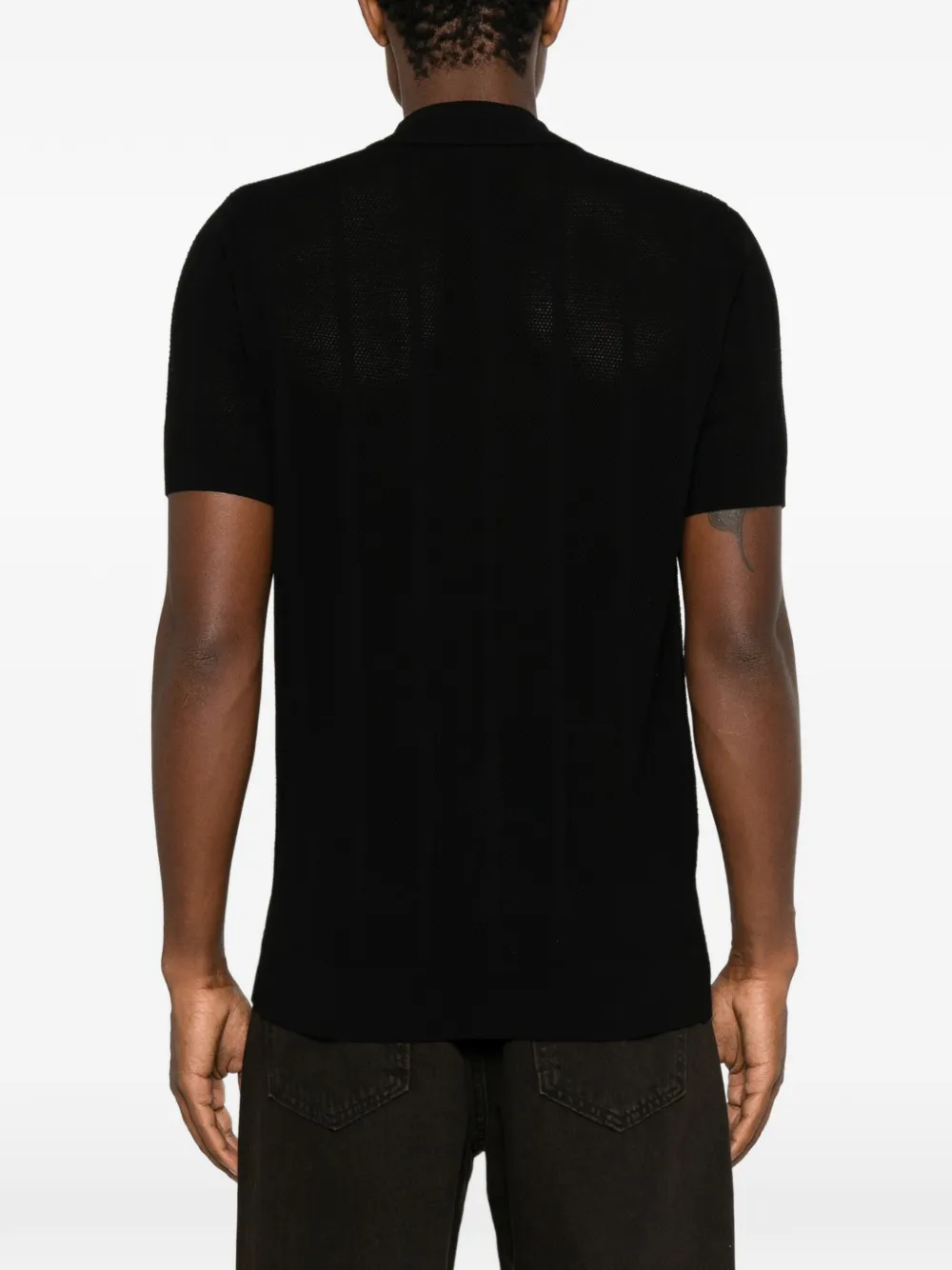 Karl Lagerfeld Poloshirt met geperforeerde details en knopen Zwart