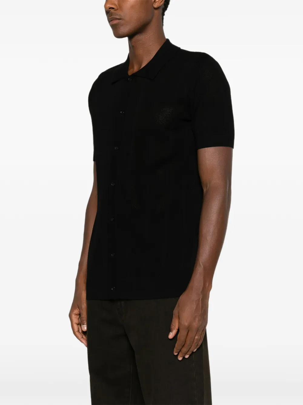 Karl Lagerfeld Poloshirt met geperforeerde details en knopen Zwart