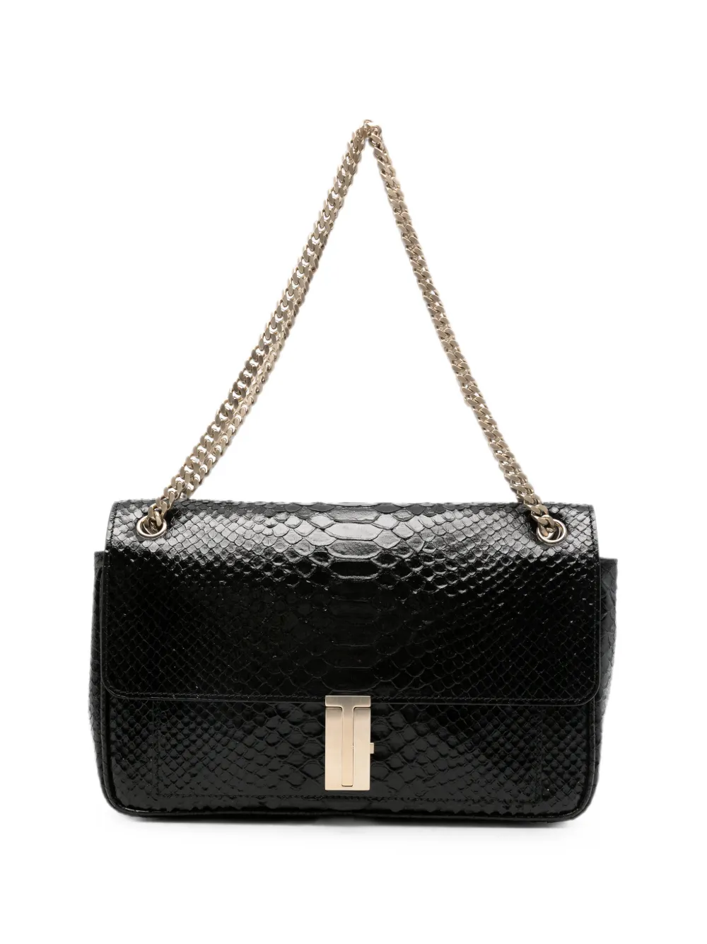 TOM FORD snakeskin-effect chain-strap tote bag - Black