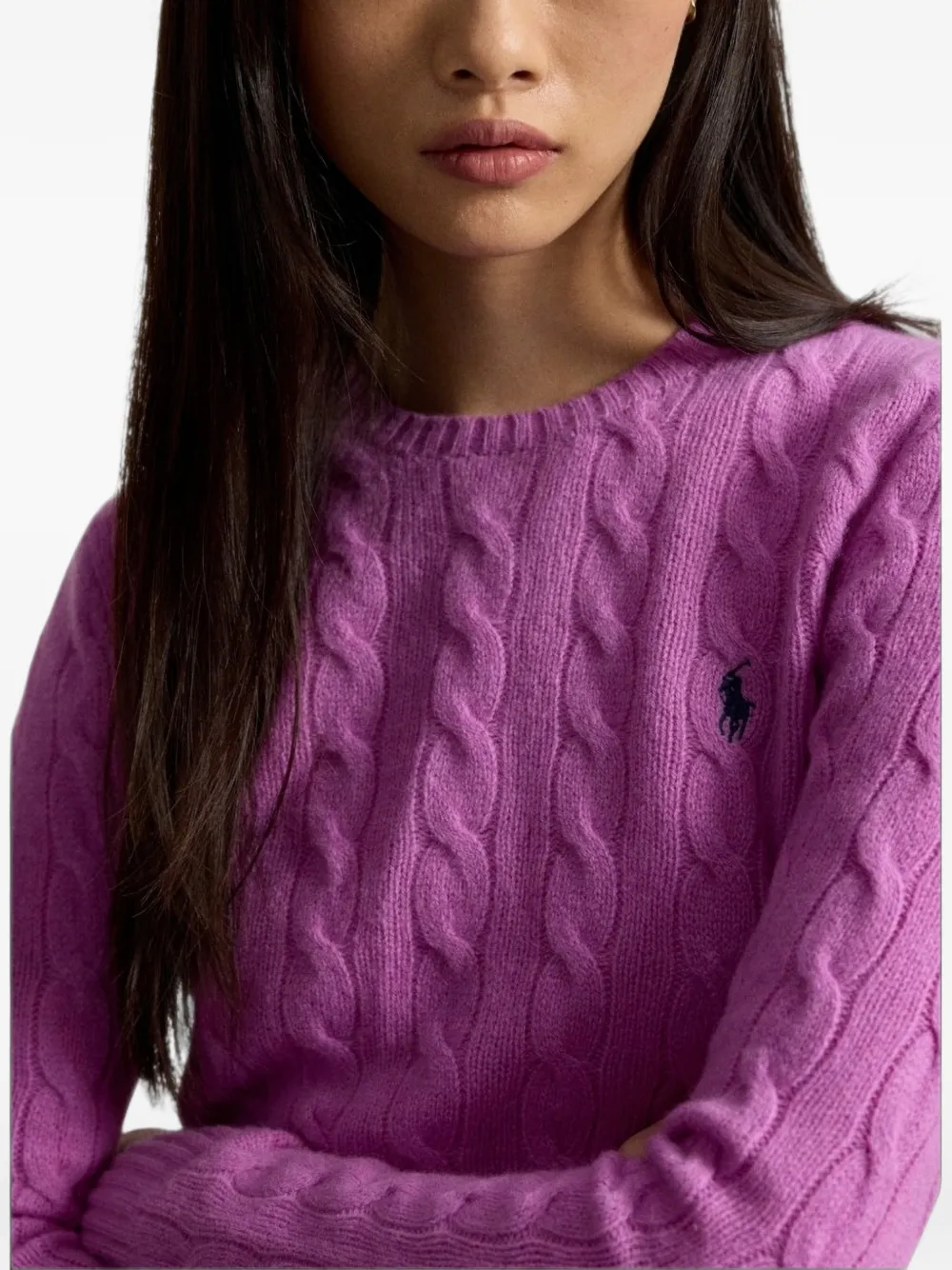 Polo Ralph Lauren Kabelgebreide trui met geborduurd logo Roze