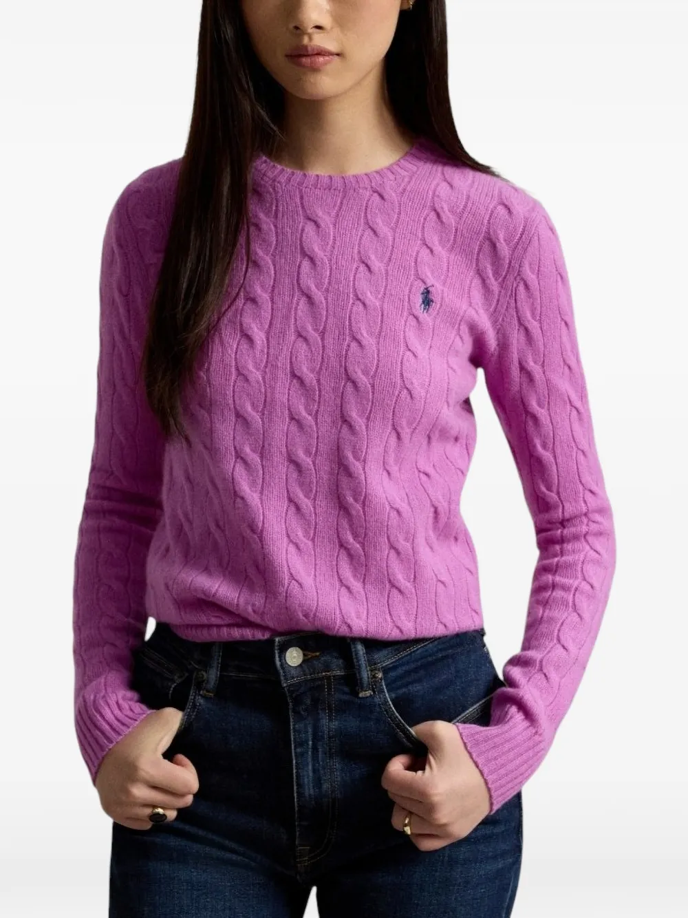 Polo Ralph Lauren Kabelgebreide trui met geborduurd logo Roze