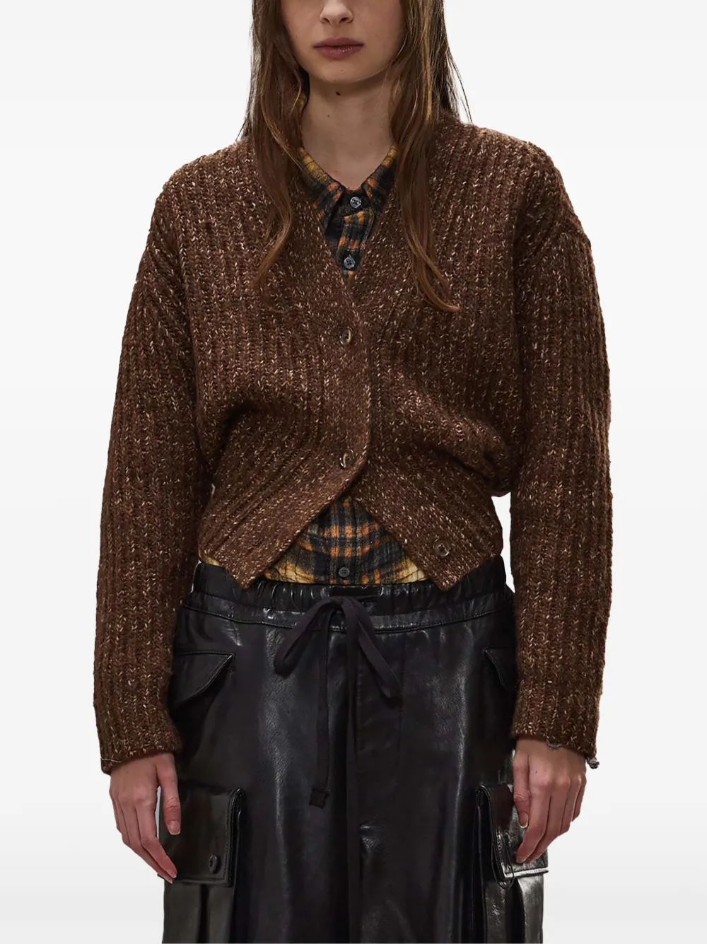 R13 ribbed-knit V-neck cardigan - Braun