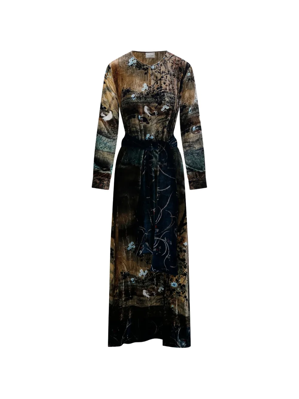 Pierre-Louis Mascia landscape-print belted maxi dress - Blu