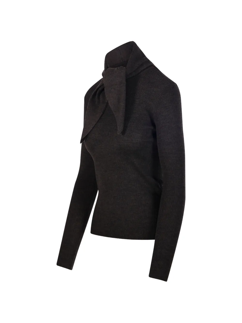 P.A.R.O.S.H. Ribgebreide trui met strik Bruin