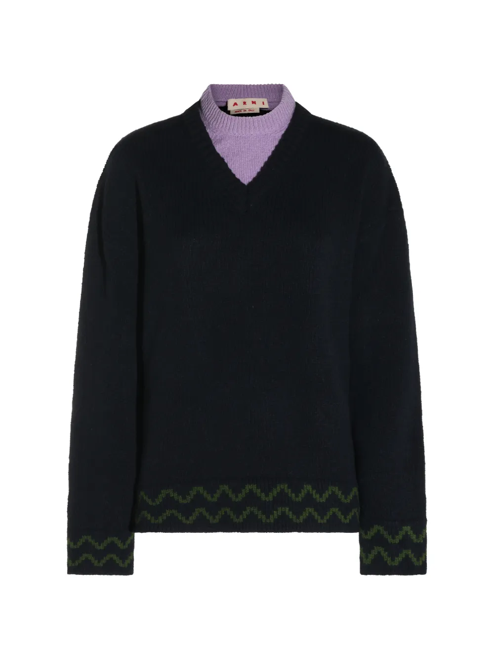 Marni layered-neck sweater - Blu