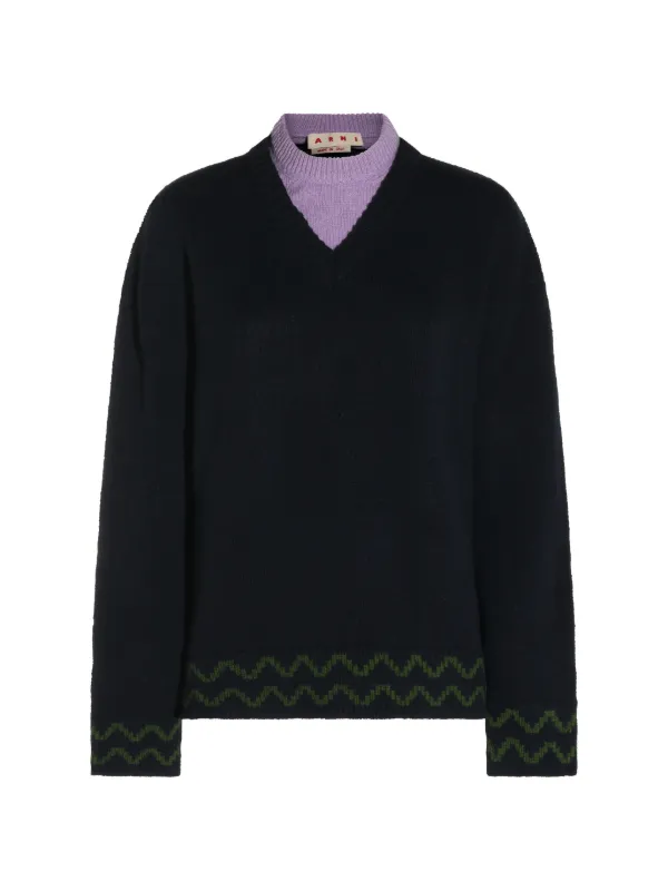 Marni Layered-neck Sweater in Blue