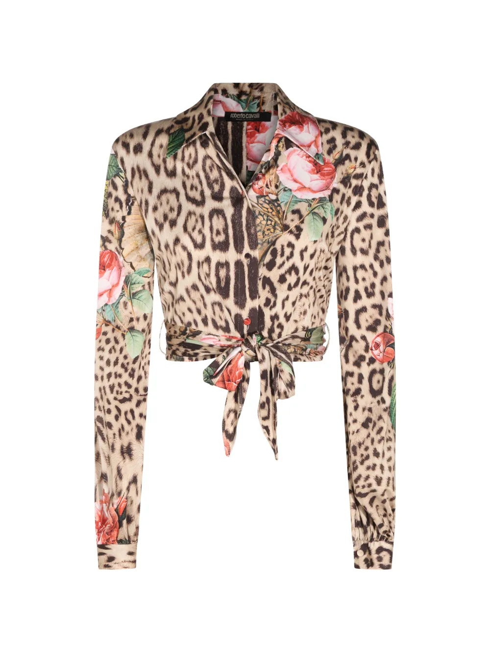Roberto Cavalli leopard-print floral-print shirt - Neutrals