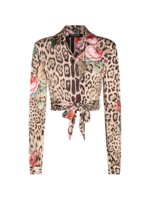 Roberto Cavalli leopard-print floral-print shirt