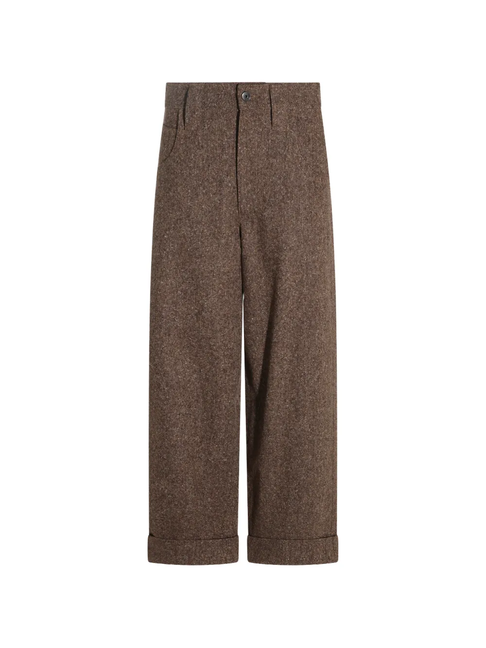 Brunello Cucinelli tweed turn-up trousers - Brown