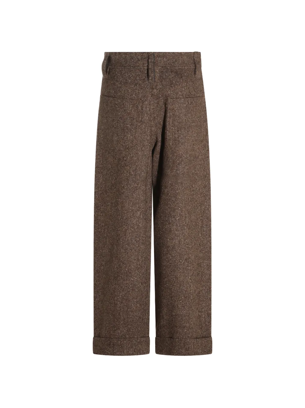 Brunello Cucinelli Tweed broek met omslag Bruin