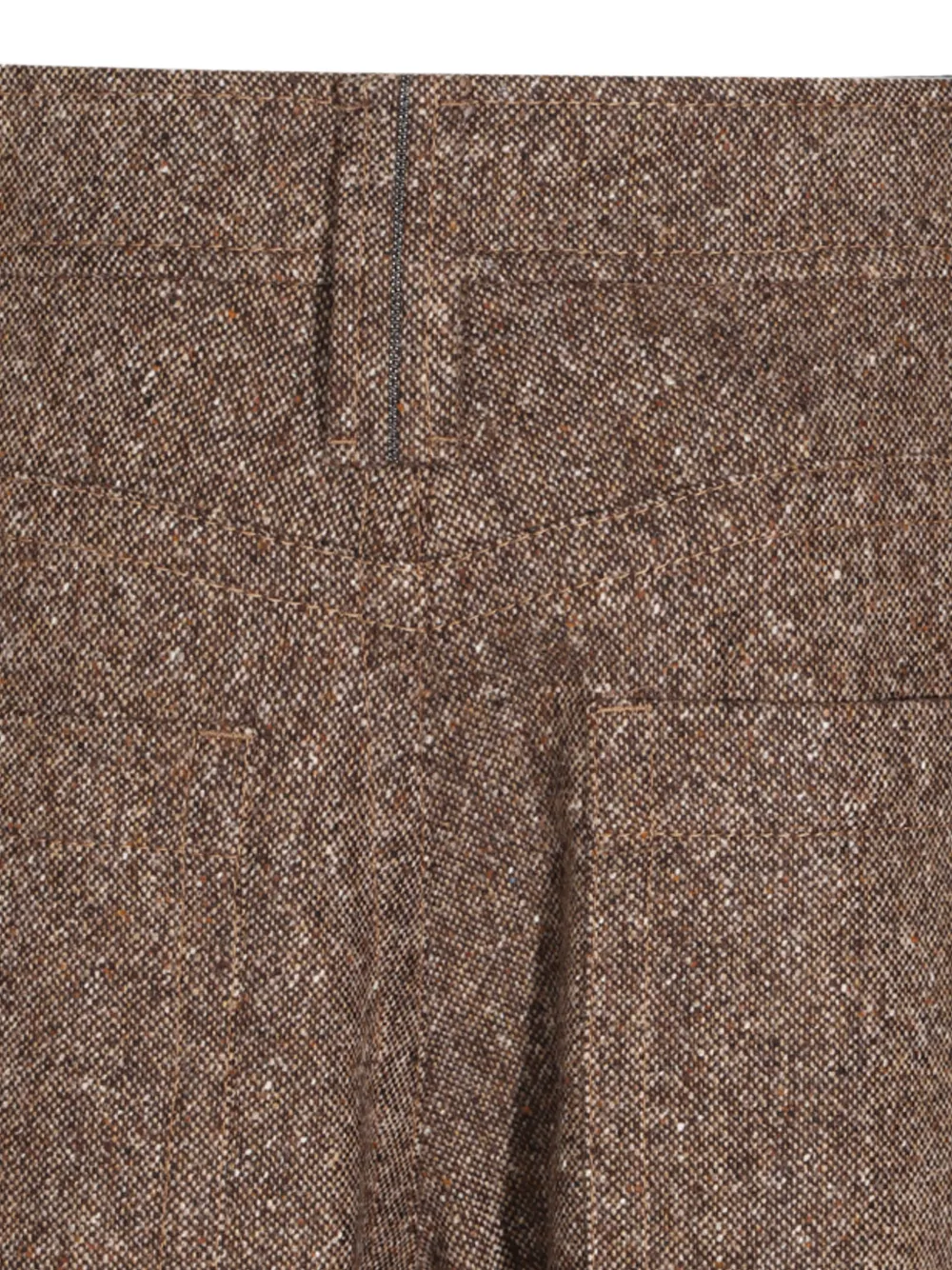 Brunello Cucinelli Tweed broek met omslag Bruin