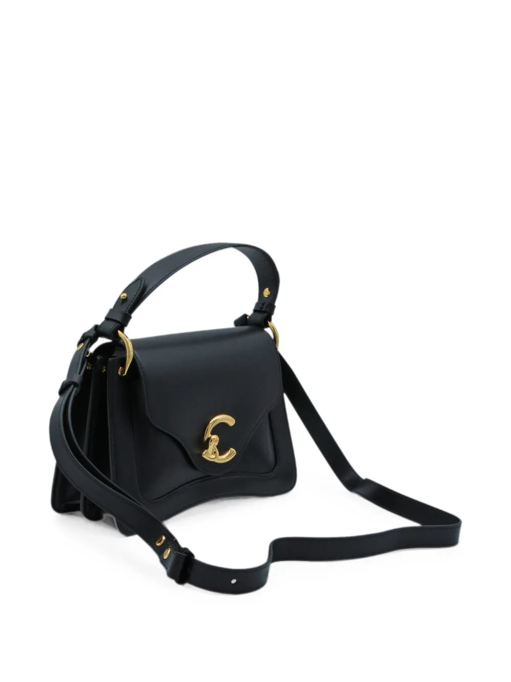Coccinelle C-Me leren schoudertas met logo-plakkaat Zwart