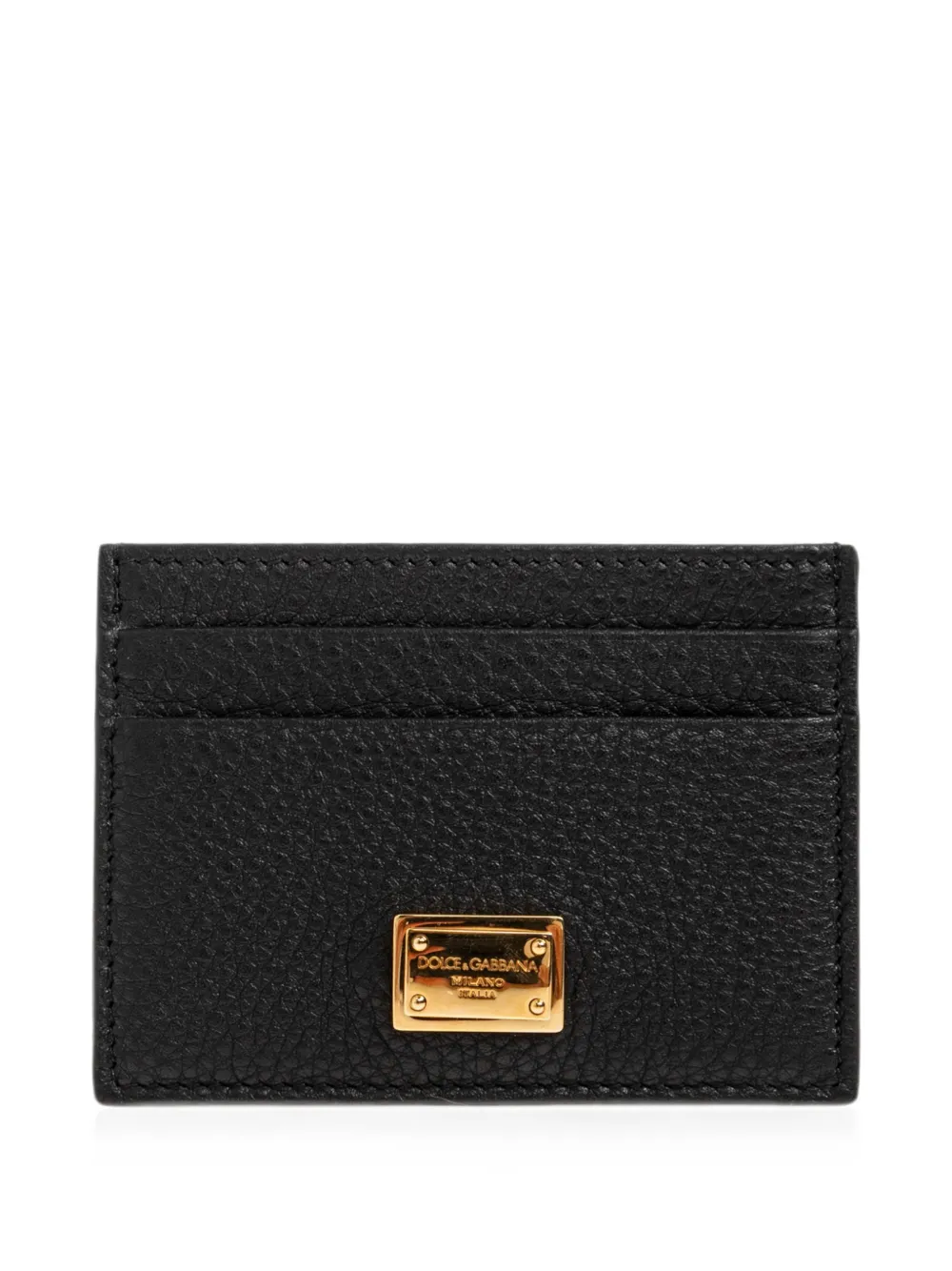 Dolce & Gabbana logo-plaque leather cardholder - Nero