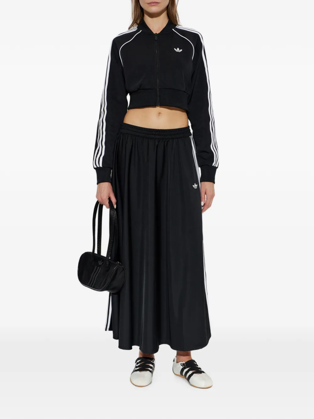 adidas Firebird logo-embroidered midi skirt Zwart