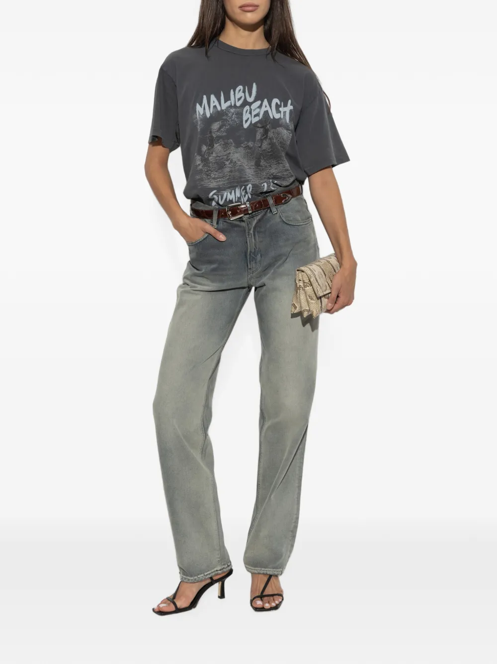 ANINE BING Cade T-shirt met grafische print Grijs