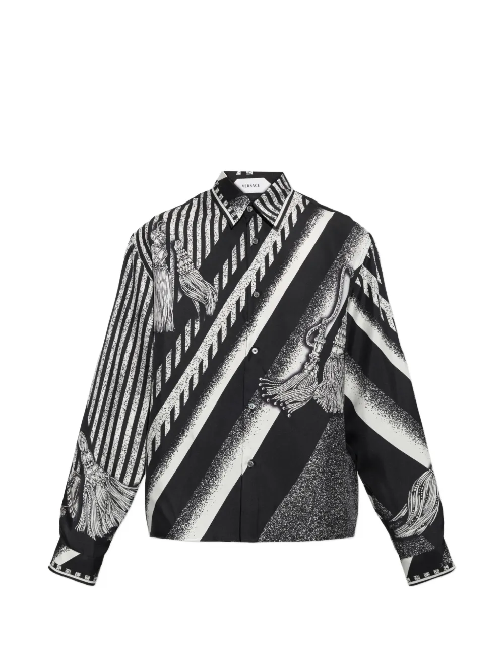 Versace tassel-print silk shirt - Black