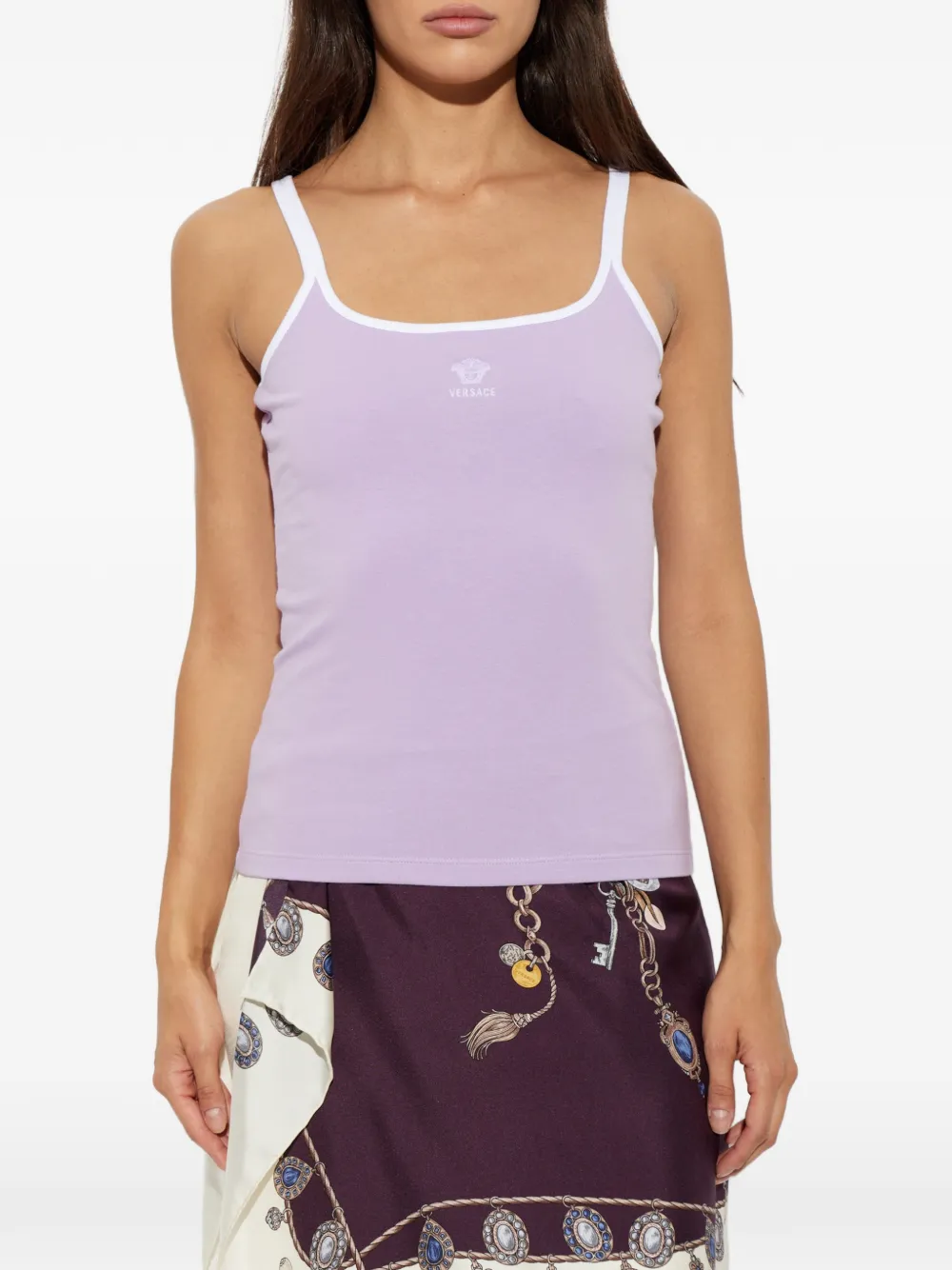 Versace Medusa top met logo-patch Paars