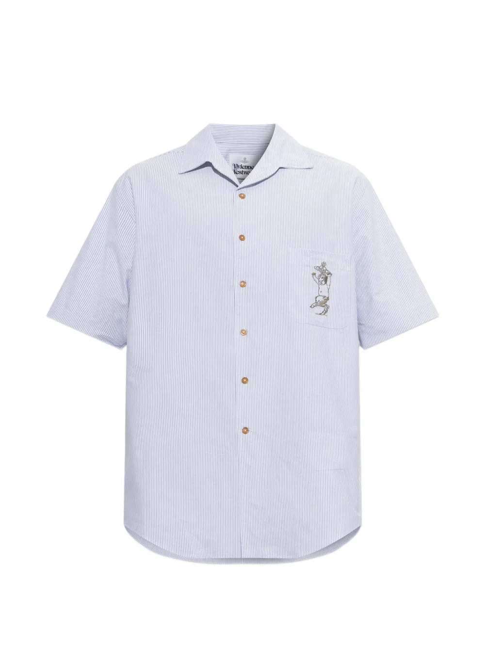 Vivienne Westwood Bowling striped embroidered-logo shirt - White