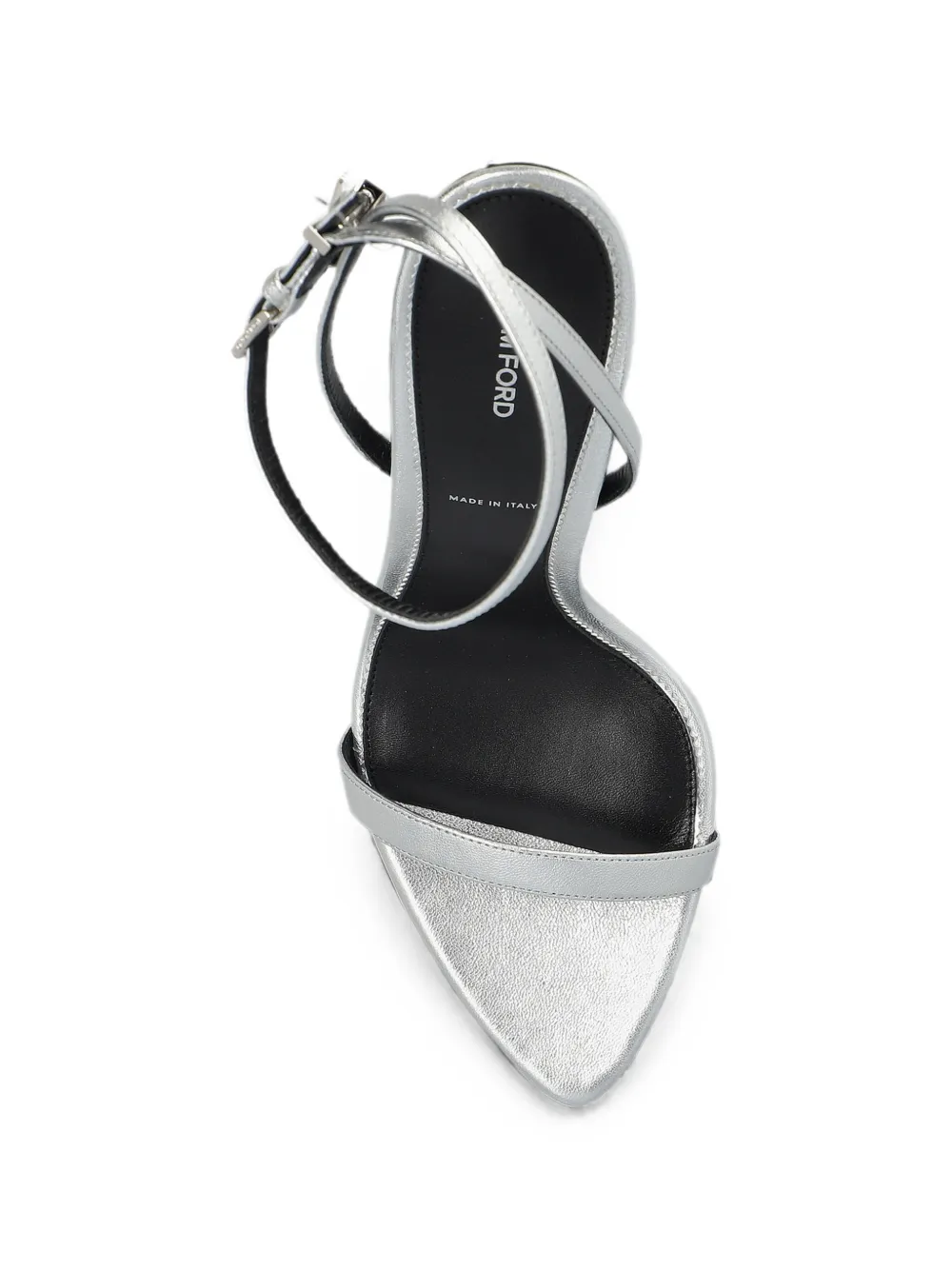 TOM FORD padlock-embellished metallic-effect sandals Zilver