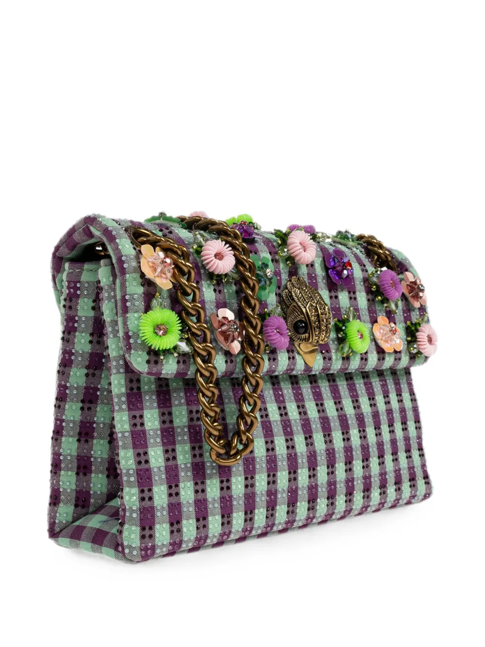 Kurt Geiger London Kensington mini-schoudertas verfraaid met bloemen Paars