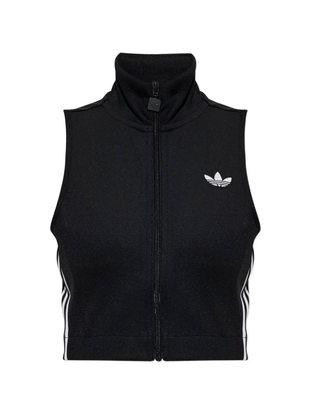 adidas logo-embroidered cropped top Zwart