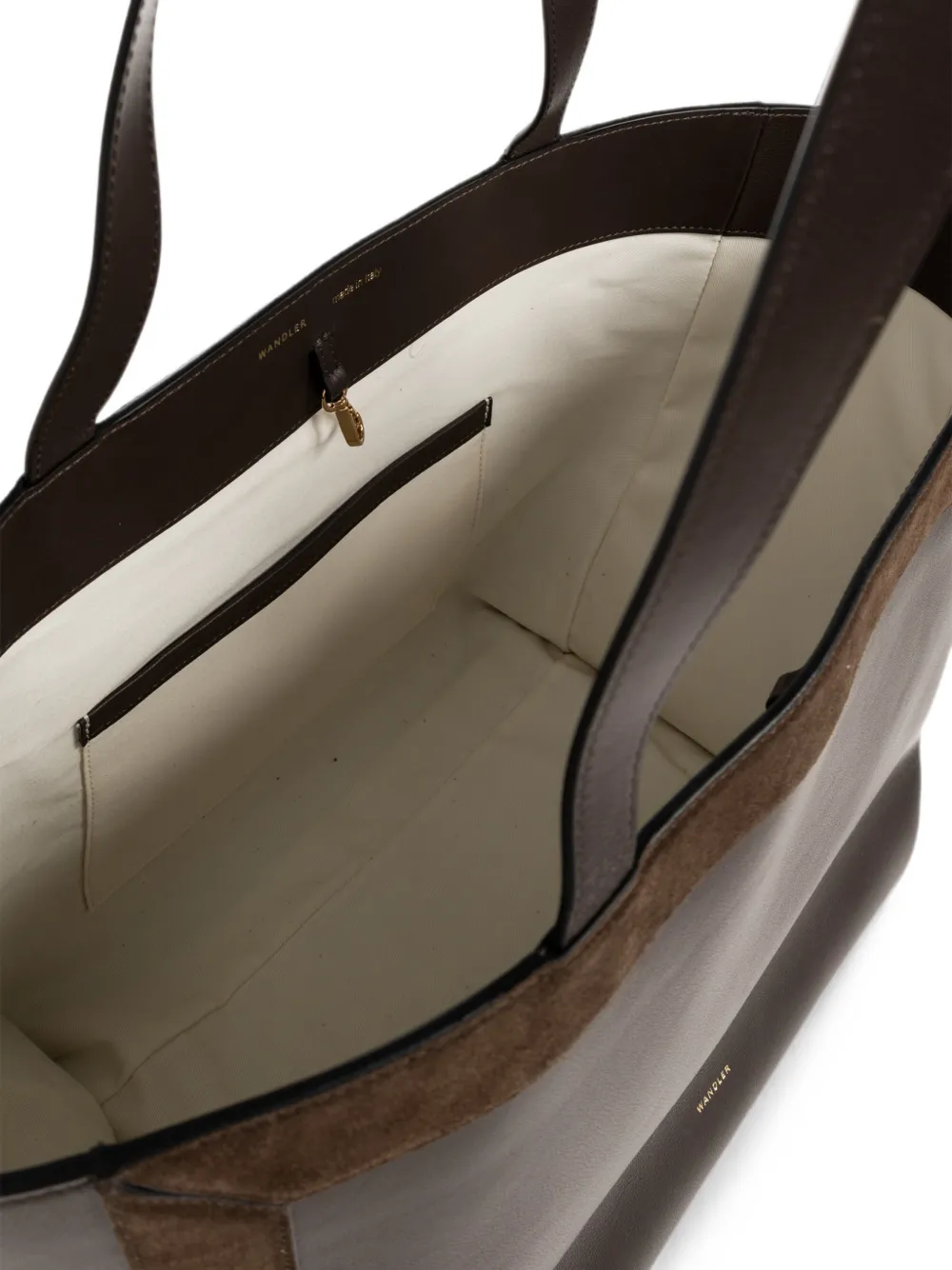Wandler Medium Ida leren shopper met suède vlak Bruin