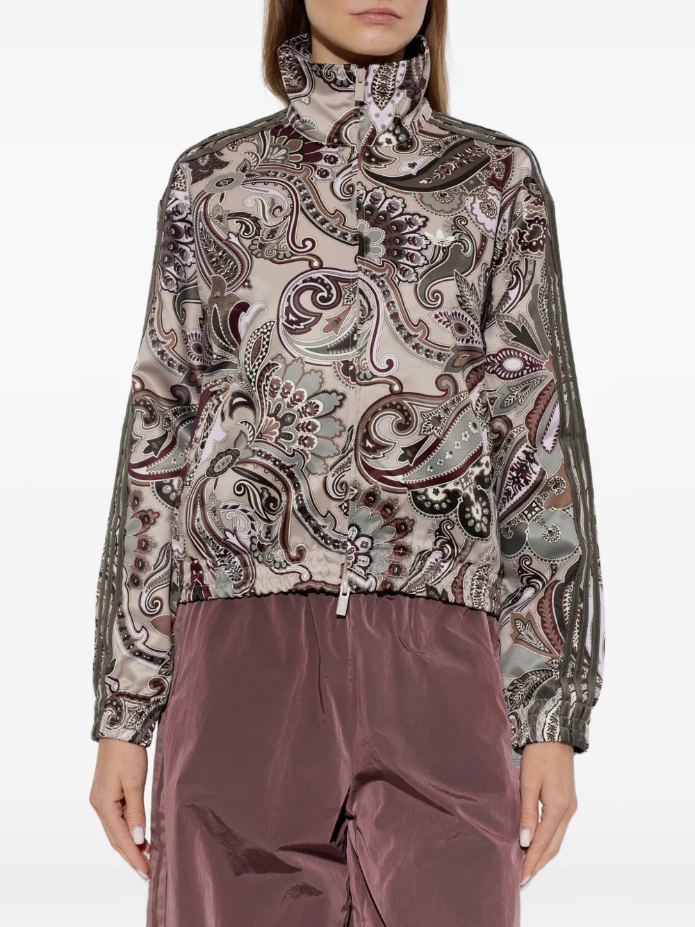adidas paisley-print track jacket Beige