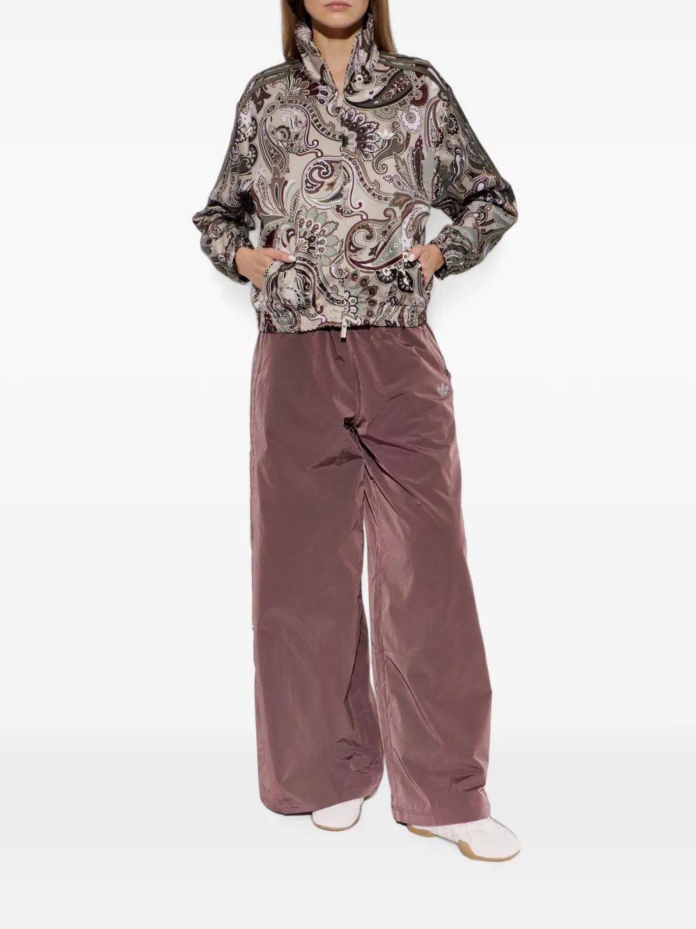 adidas paisley-print track jacket Beige