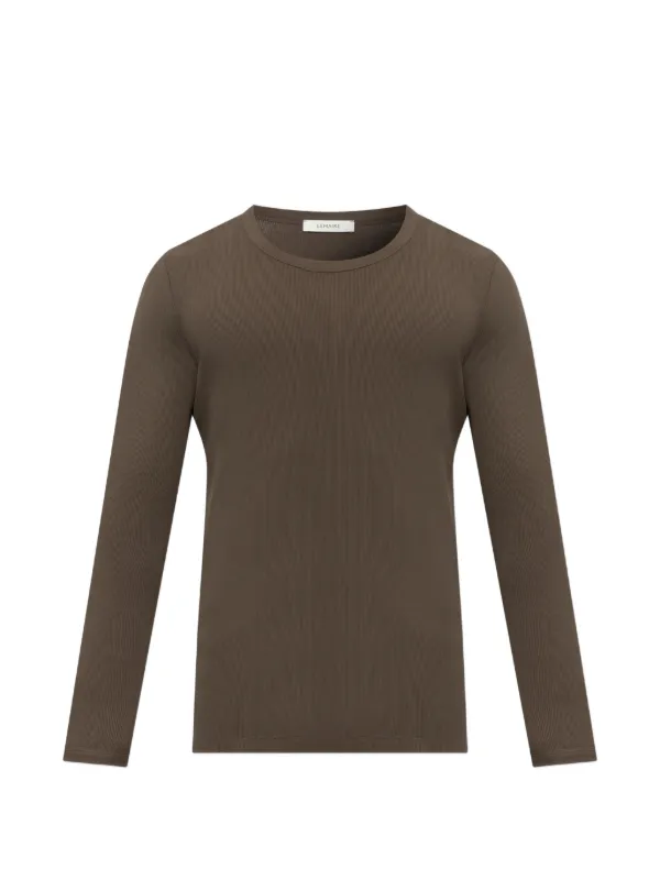 Lemaire Long-sleeve Top in Ribbed Jersey in Brown