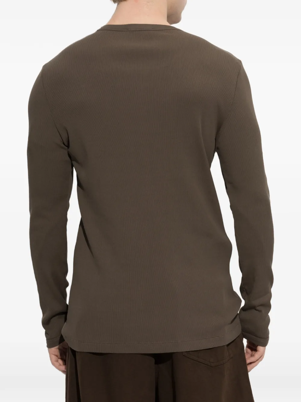 LEMAIRE Long-sleeve Top in Ribbed Jersey in Brown, view 4