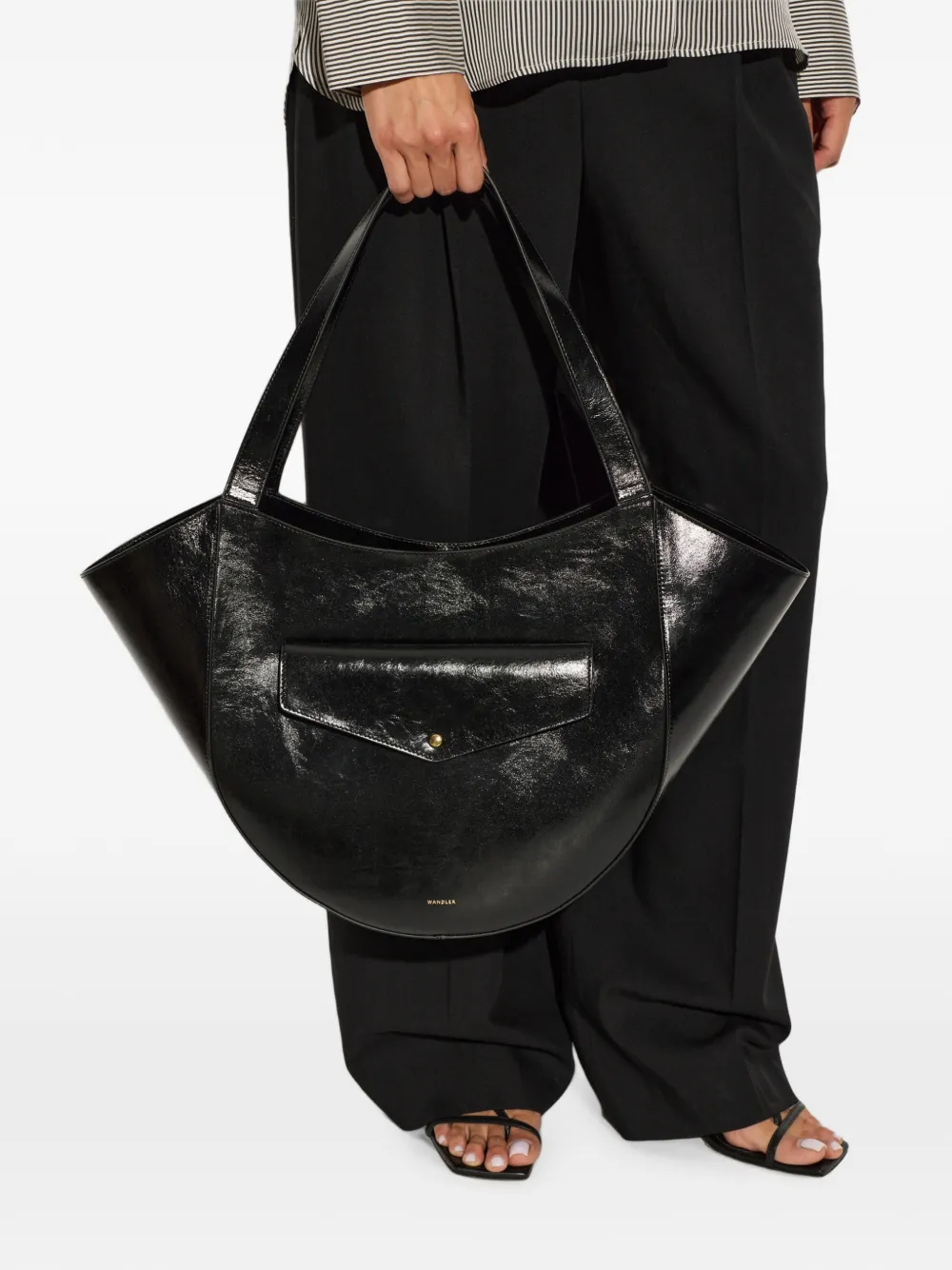 Wandler Hortensia Slouch leren shopper Zwart