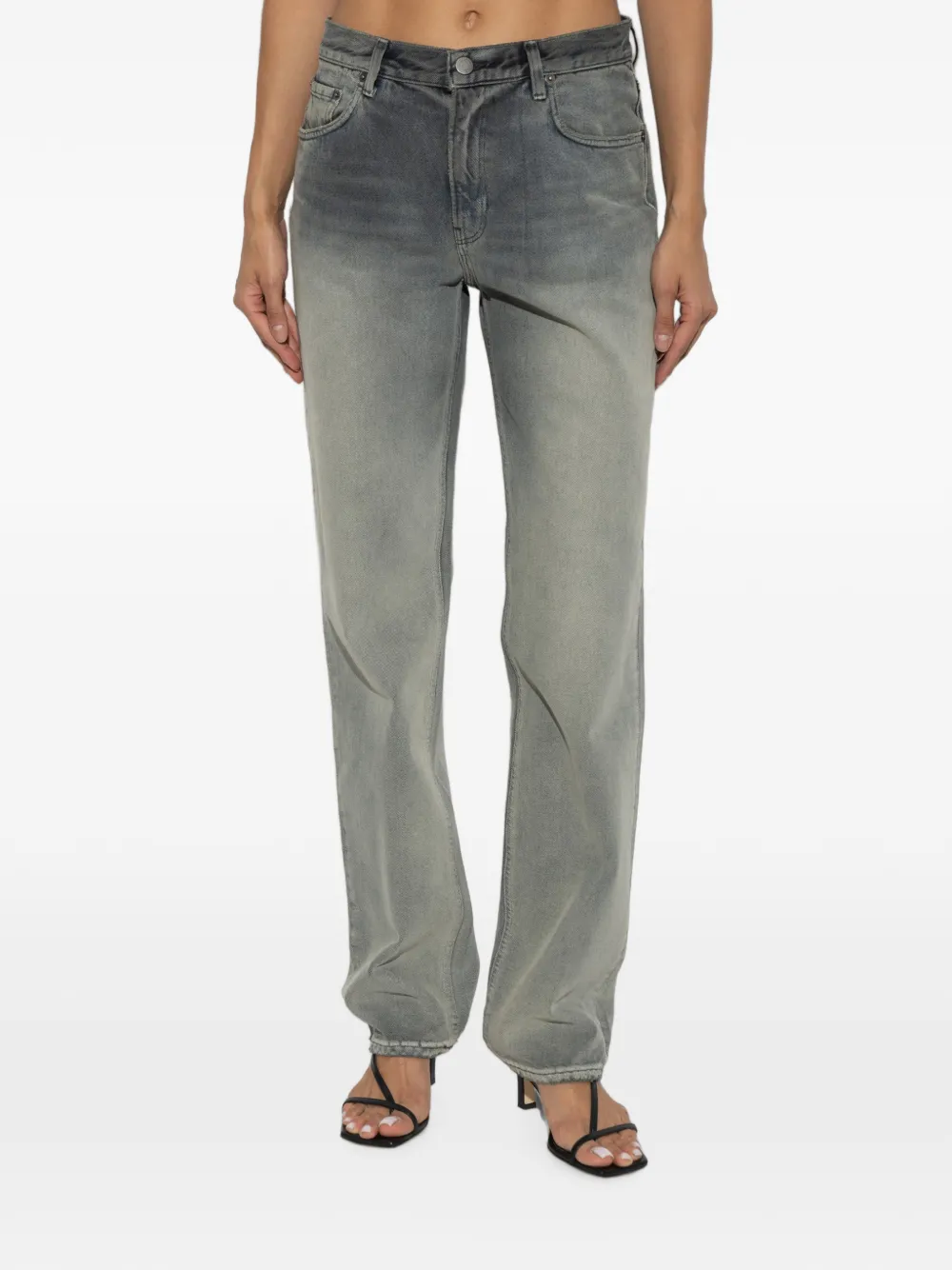 Haikure Lisa jeans met gerafelde afwerking en vervaagd effect Grijs
