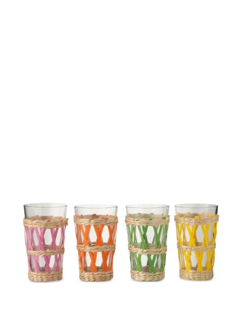 J-LINE woven-sleeve drinking glasses (set of four)