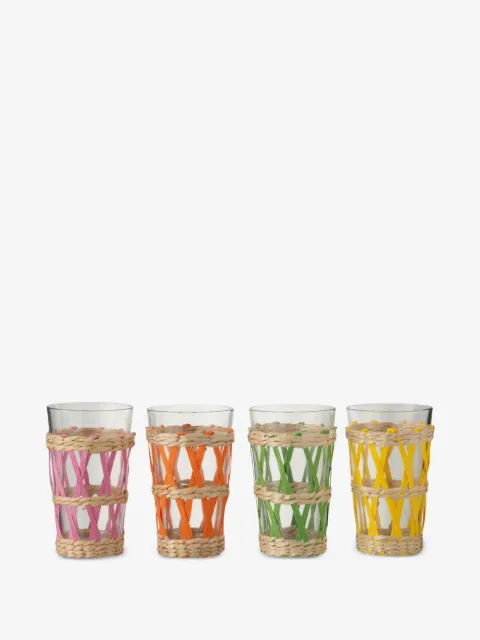 J-LINE woven-sleeve drinking glasses (set of four)