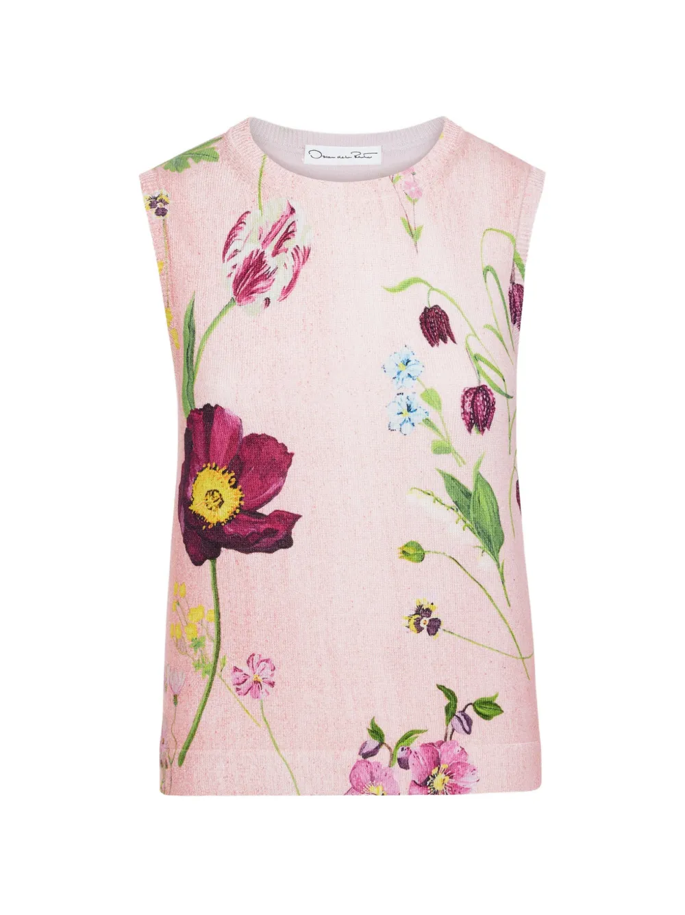 Oscar de la Renta botanical-print sleeveless sweater - Pink