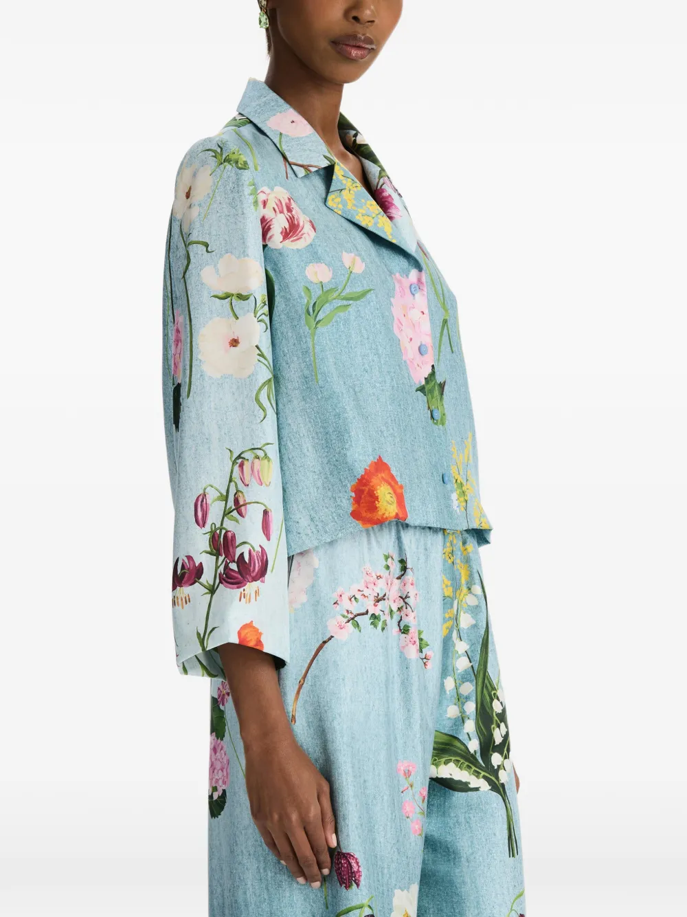 Oscar de la Renta Blouse met botanische print Blauw