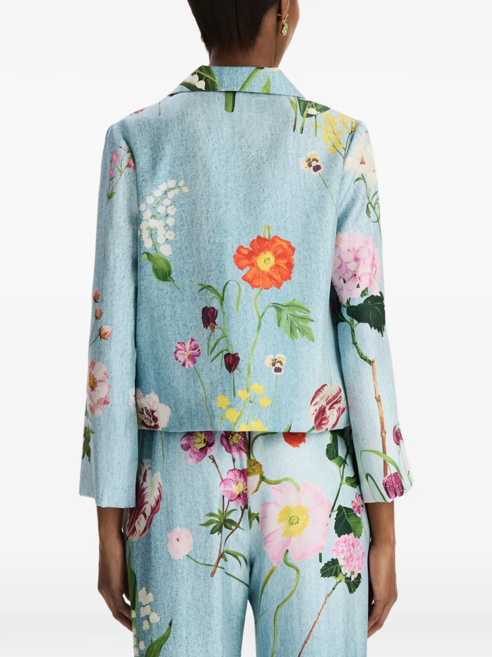 Oscar de la Renta Blouse met botanische print Blauw