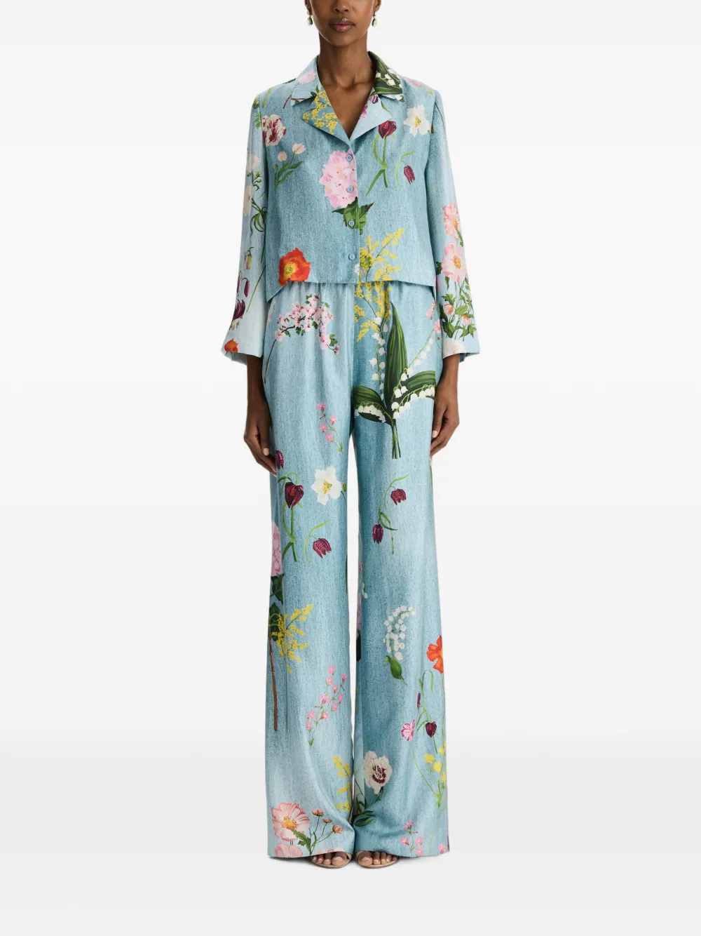 Oscar de la Renta Blouse met botanische print Blauw