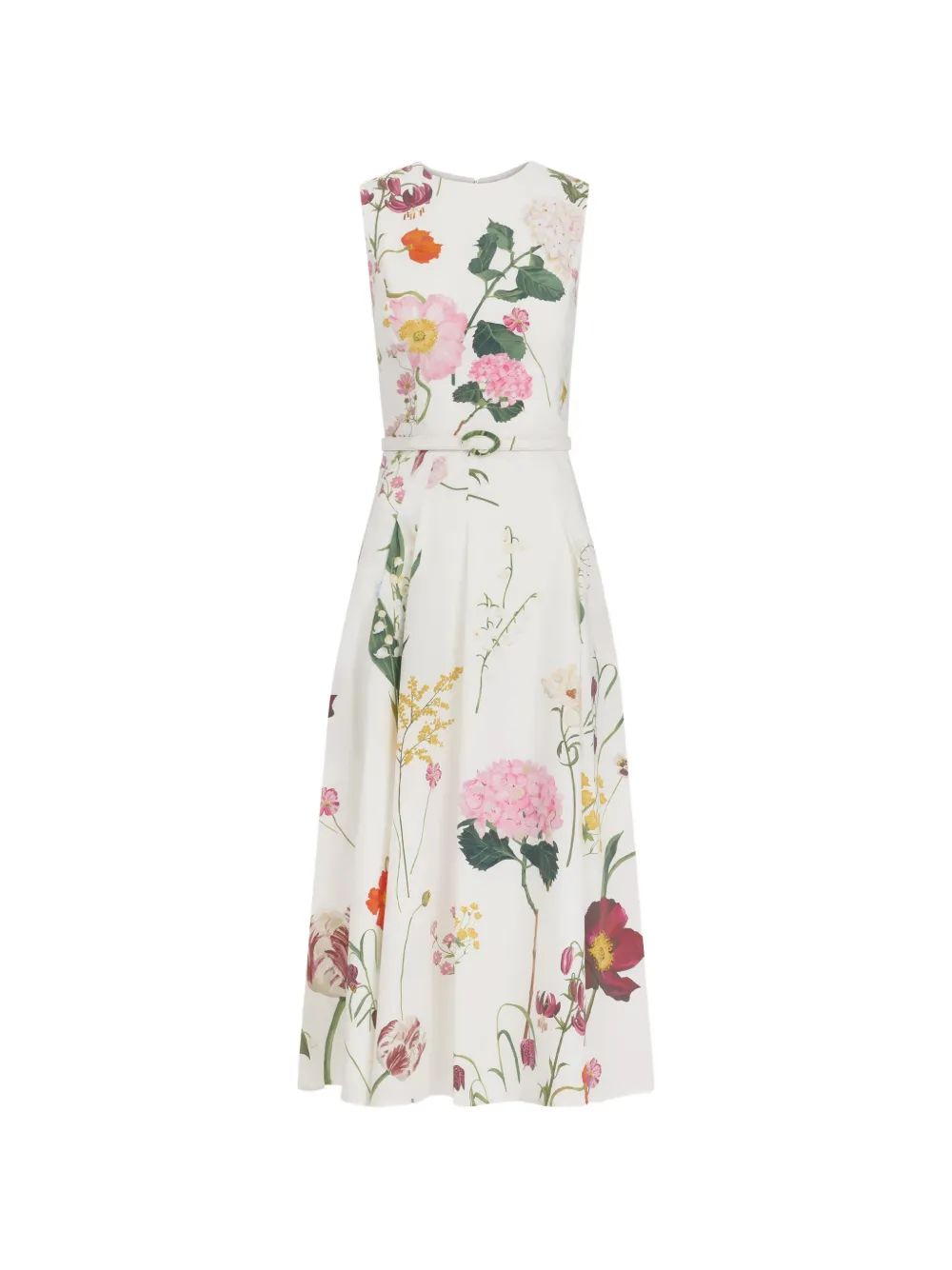 Oscar de la Renta botanical-print sleeveless midi dress - Weiß