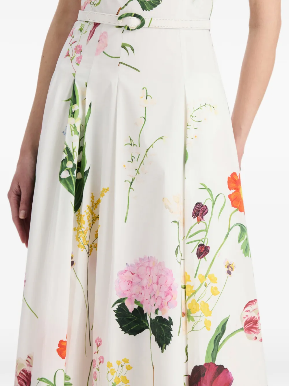 Oscar de la Renta Mouwloze midi-jurk met print Wit