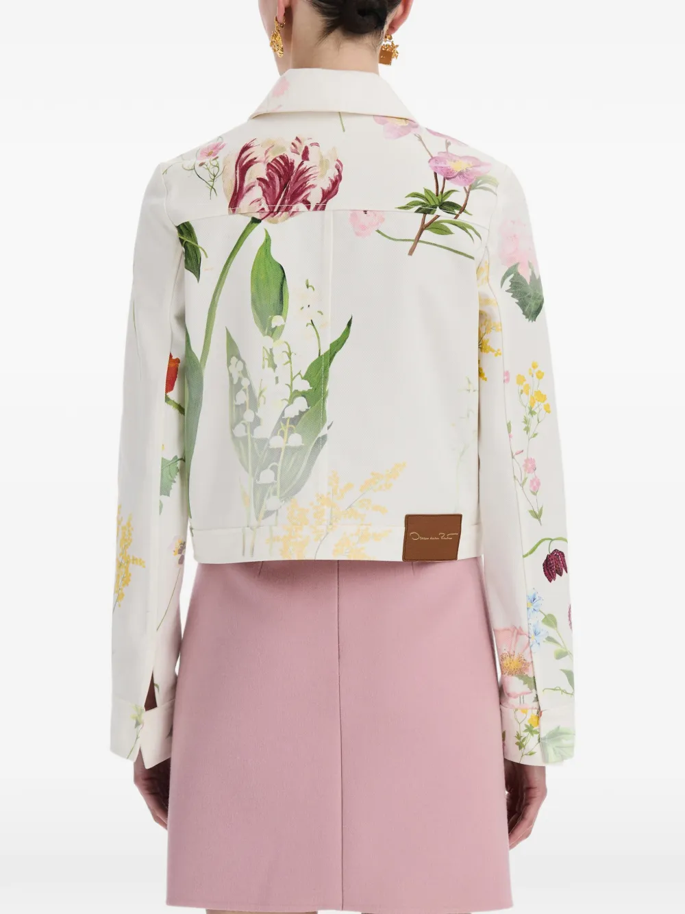 Oscar de la Renta Denim jack met print Wit
