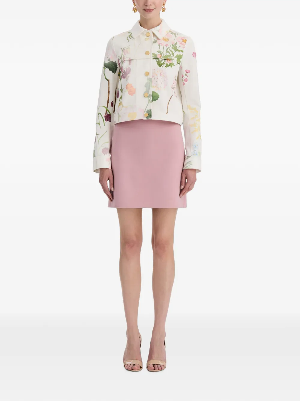 Oscar de la Renta Denim jack met print Wit