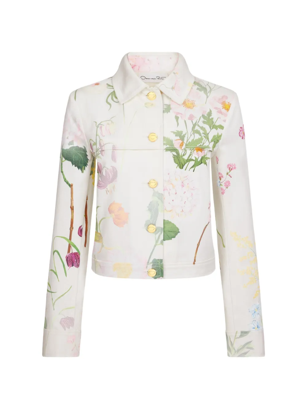 Oscar de la Renta botanical-print denim jacket - Weiß