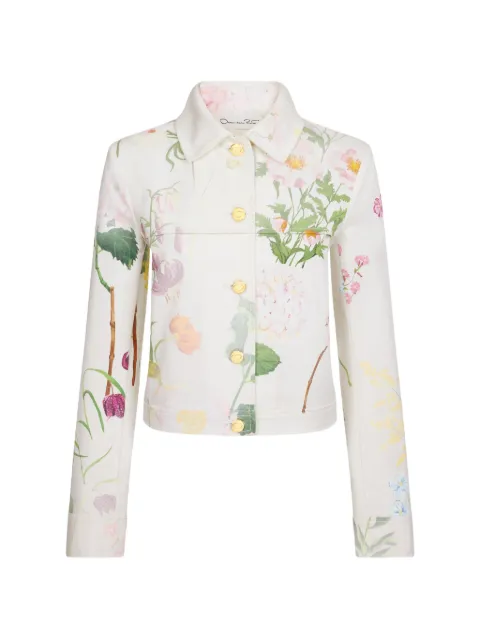 Oscar de la Renta botanical-print denim jacket