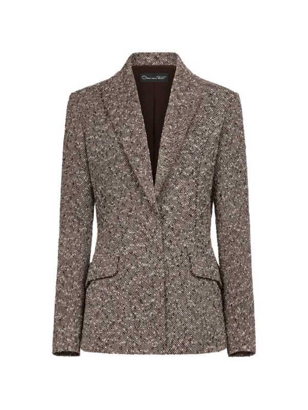 Oscar de la Renta Tweed Single-breasted Blazer in Brown